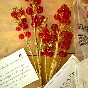 Frontgate Holiday Collection red and gold glitter 18” sprays